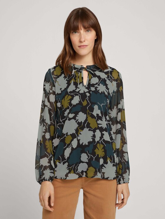 Gemusterte Bluse mit recyceltem Polyester - Frauen - green large floral design Gemusterte Bluse mit recyceltem Polyester - Frauen - green large floral design - 1 - TOM TAILOR