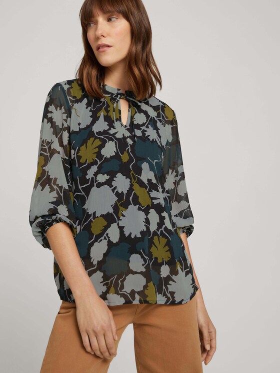 Gemusterte Bluse mit recyceltem Polyester - Frauen - green large floral design Gemusterte Bluse mit recyceltem Polyester - Frauen - green large floral design - 5 - TOM TAILOR