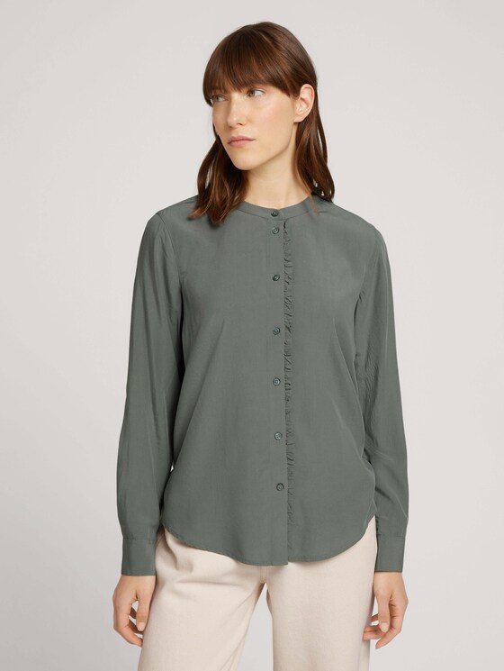Rüschen Bluse mit Lyocell - Frauen - dusty mid olive Rüschen Bluse mit Lyocell - Frauen - dusty mid olive - 1 - TOM TAILOR