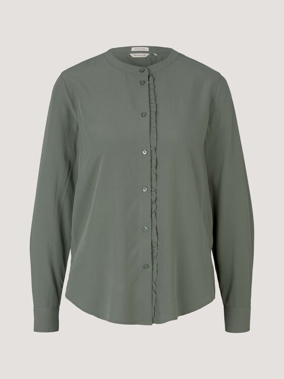 Rüschen Bluse mit Lyocell - Frauen - dusty mid olive Rüschen Bluse mit Lyocell - Frauen - dusty mid olive - 7 - TOM TAILOR