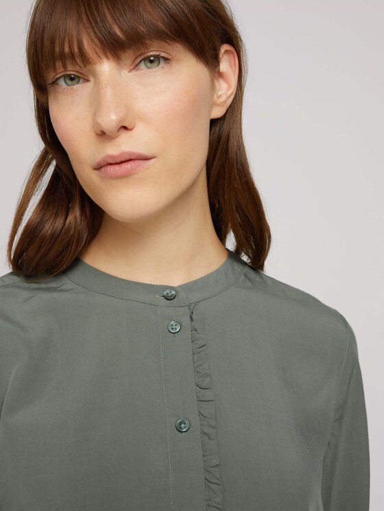 Rüschen Bluse mit Lyocell - Frauen - dusty mid olive Rüschen Bluse mit Lyocell - Frauen - dusty mid olive - 9 - TOM TAILOR