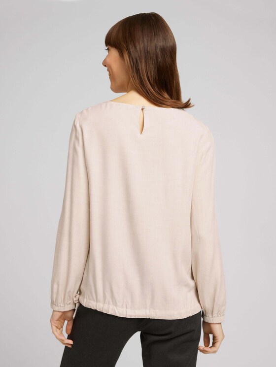 Melierte Bluse mit Tunnelzug - Frauen - cold beige melange Melierte Bluse mit Tunnelzug - Frauen - cold beige melange - 2 - TOM TAILOR