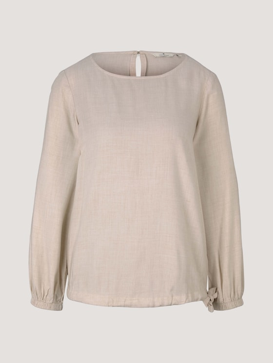 Melierte Bluse mit Tunnelzug - Frauen - cold beige melange Melierte Bluse mit Tunnelzug - Frauen - cold beige melange - 7 - TOM TAILOR