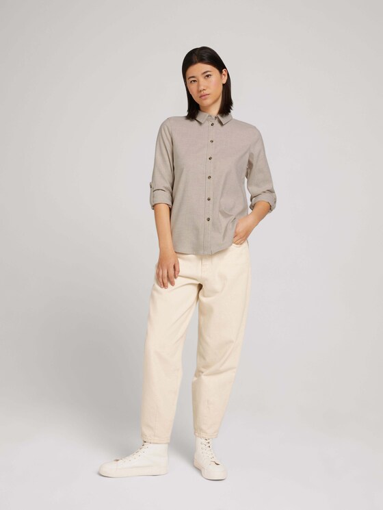 Melierte Hemdbluse - Frauen - cold beige melange Melierte Hemdbluse - Frauen - cold beige melange - 3 - TOM TAILOR