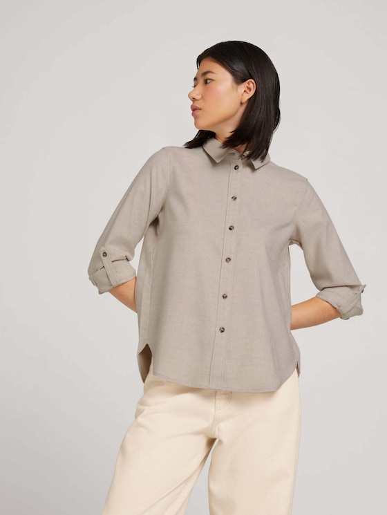 Melierte Hemdbluse - Frauen - cold beige melange Melierte Hemdbluse - Frauen - cold beige melange - 5 - TOM TAILOR