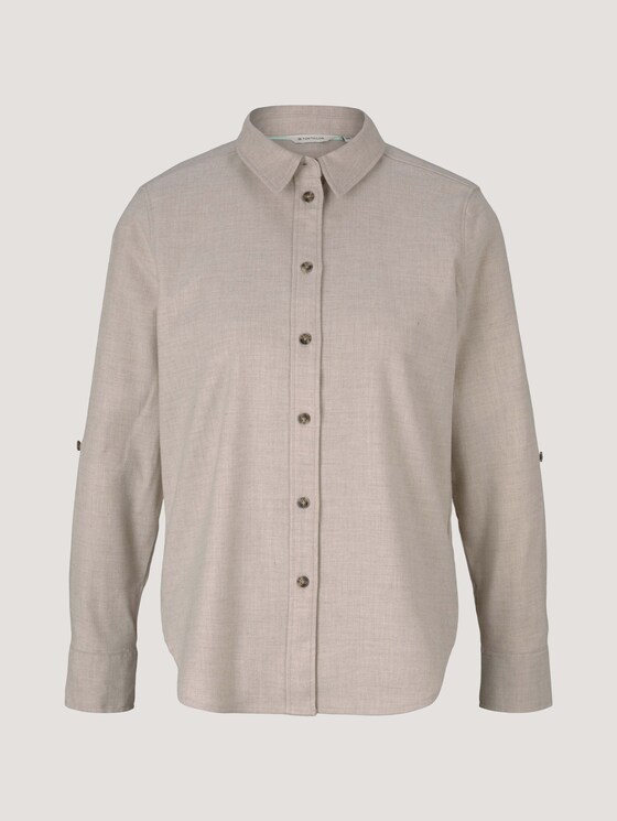 Melierte Hemdbluse - Frauen - cold beige melange Melierte Hemdbluse - Frauen - cold beige melange - 7 - TOM TAILOR