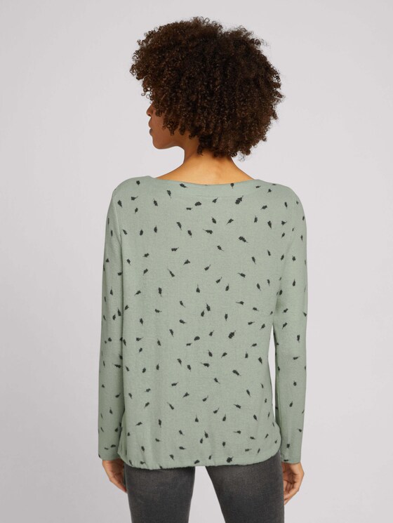 Gemustertes Shirt mit Tunnelzug - Frauen - green melange leaf design Gemustertes Shirt mit Tunnelzug - Frauen - green melange leaf design - 2 - TOM TAILOR