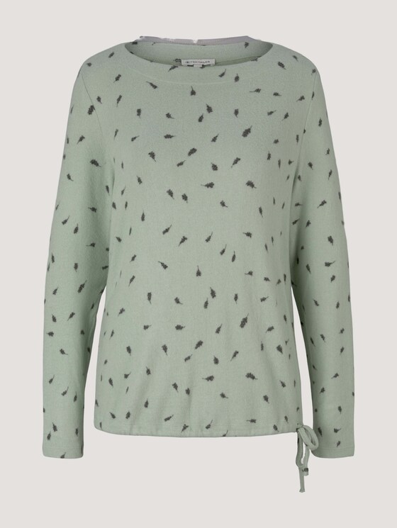 Gemustertes Shirt mit Tunnelzug - Frauen - green melange leaf design Gemustertes Shirt mit Tunnelzug - Frauen - green melange leaf design - 7 - TOM TAILOR