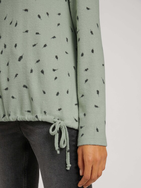 Gemustertes Shirt mit Tunnelzug - Frauen - green melange leaf design Gemustertes Shirt mit Tunnelzug - Frauen - green melange leaf design - 9 - TOM TAILOR