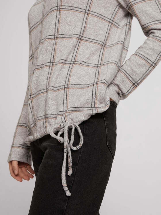 Gemustertes Shirt mit Tunnelzug - Frauen - grey melange check Gemustertes Shirt mit Tunnelzug - Frauen - grey melange check - 9 - TOM TAILOR
