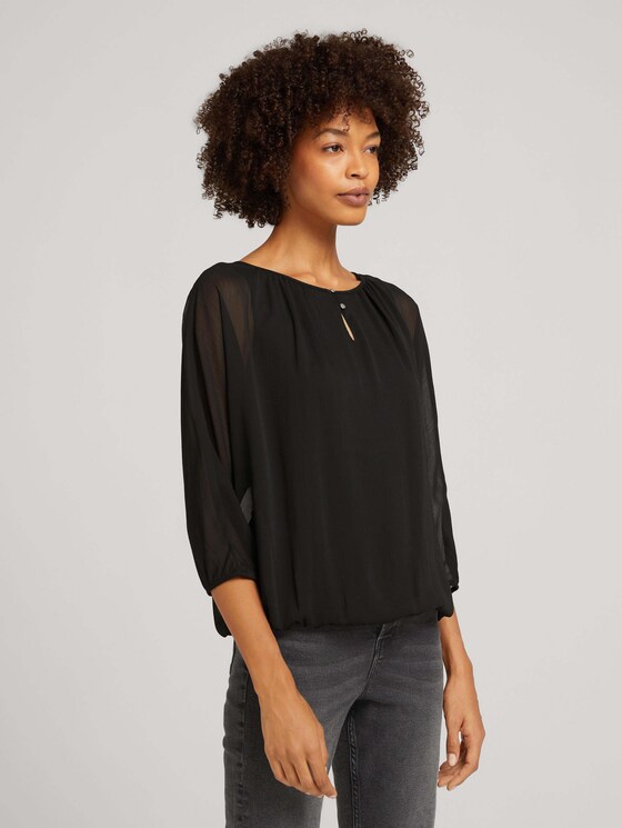 Loose Fit Chiffon Bluse - Frauen - deep black Loose Fit Chiffon Bluse - Frauen - deep black - 1 - TOM TAILOR