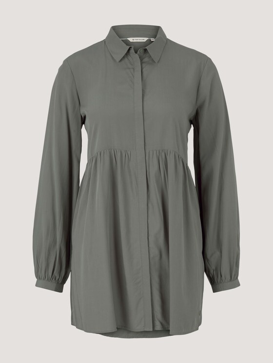 Lange Hemdbluse mit Raffungen - Frauen - dusty mid olive Lange Hemdbluse mit Raffungen - Frauen - dusty mid olive - 7 - TOM TAILOR