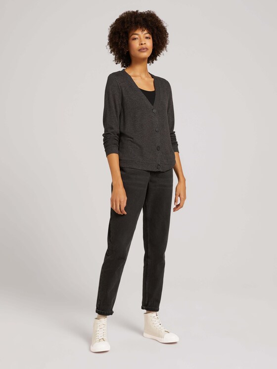 Fine cardigan with a V-neckline - Women - shady grey melange Fine cardigan with a V-neckline - Women - shady grey melange - 3 - TOM TAILOR