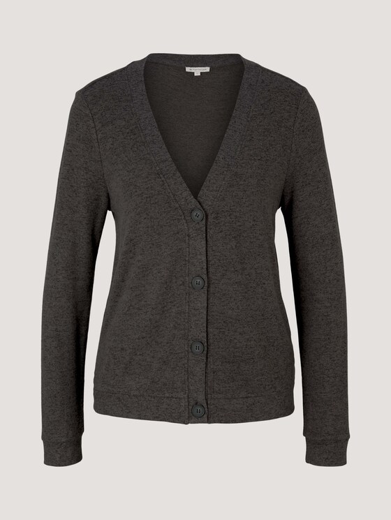 Fine cardigan with a V-neckline - Women - shady grey melange Fine cardigan with a V-neckline - Women - shady grey melange - 7 - TOM TAILOR