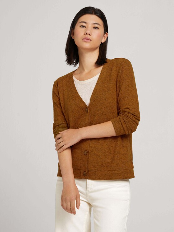 Fine cardigan with a V-neckline - Women - gingerbread brown melange Fine cardigan with a V-neckline - Women - gingerbread brown melange - 5 - TOM TAILOR