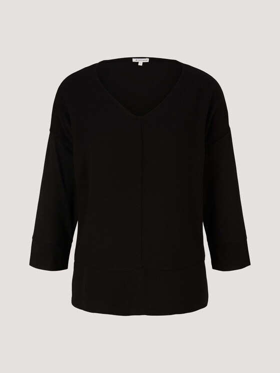 Shirt im Materialmix mit TENCEL™ Modal - Frauen - deep black Shirt im Materialmix mit TENCEL™ Modal - Frauen - deep black - 7 - TOM TAILOR