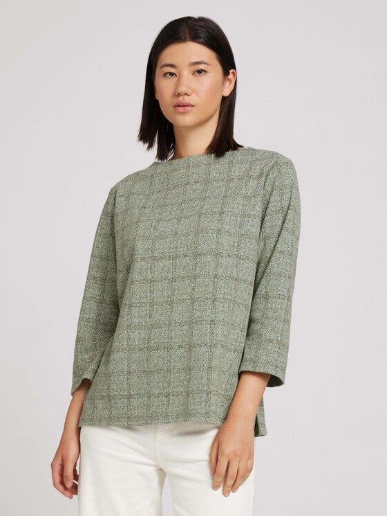 Sweatshirt mit Karomuster - Frauen - green jacquard check Sweatshirt mit Karomuster - Frauen - green jacquard check - 1 - TOM TAILOR