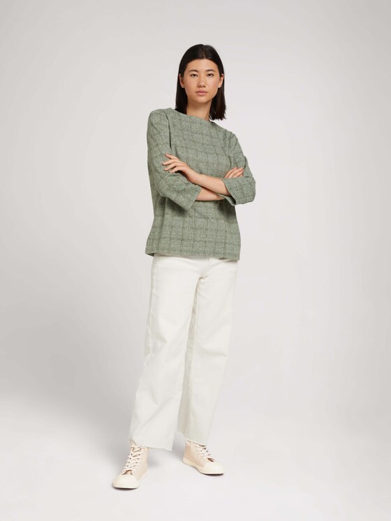 Sweatshirt mit Karomuster - Frauen - green jacquard check Sweatshirt mit Karomuster - Frauen - green jacquard check - 3 - TOM TAILOR