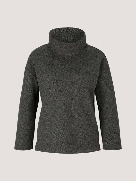 Rollkragen Sweatshirt im Loose Fit - Frauen - black white structure Rollkragen Sweatshirt im Loose Fit - Frauen - black white structure - 7 - TOM TAILOR