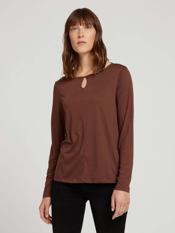 Langarmshirt mit Knotendetail - Frauen - earth brown Langarmshirt mit Knotendetail - Frauen - earth brown - 1 - TOM TAILOR