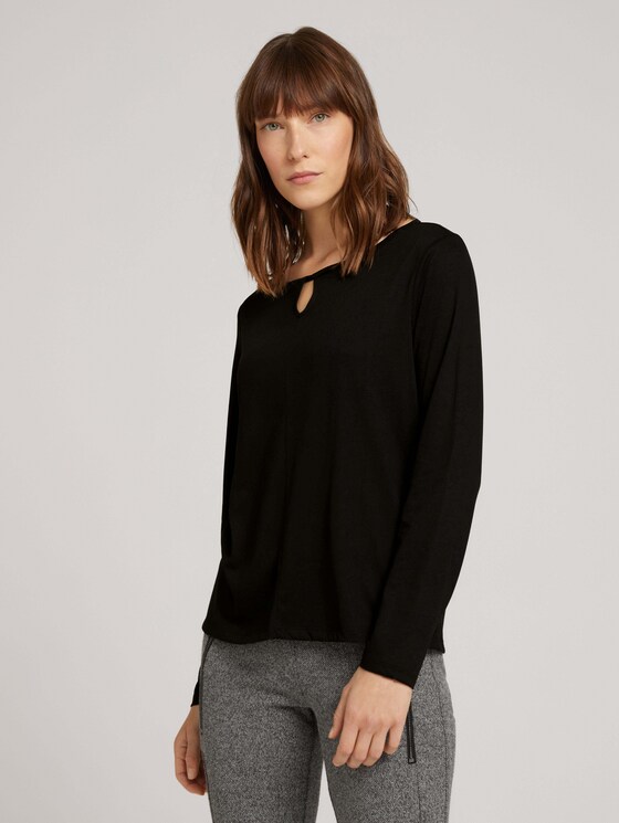 Langarmshirt mit Knotendetail - Frauen - deep black Langarmshirt mit Knotendetail - Frauen - deep black - 1 - TOM TAILOR