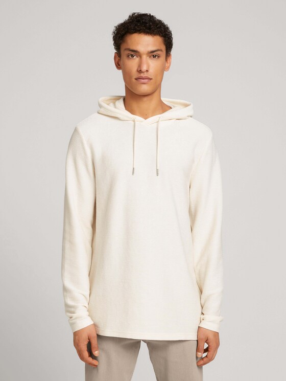 strukturierter Hoodie - Männer - Soft Light Beige strukturierter Hoodie - Männer - Soft Light Beige - 1 - TOM TAILOR Denim