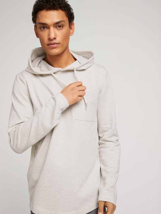 Hoodie mit Kapuze aus nachhaltiger Baumwolle - Männer - offwhite herringbone structure Hoodie mit Kapuze aus nachhaltiger Baumwolle - Männer - offwhite herringbone structure - 5 - TOM TAILOR Denim