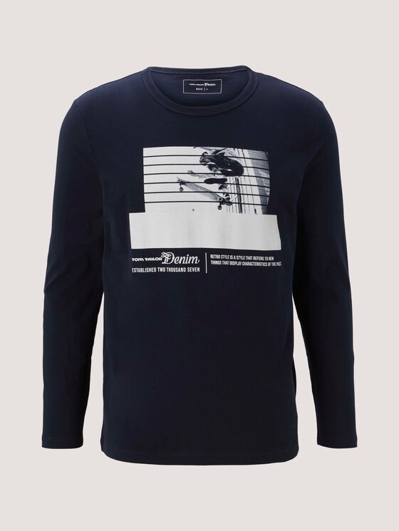 Print Langarmshirt mit nachhaltiger Baumwolle - Männer - Sky Captain Blue Print Langarmshirt mit nachhaltiger Baumwolle - Männer - Sky Captain Blue - 7 - TOM TAILOR Denim