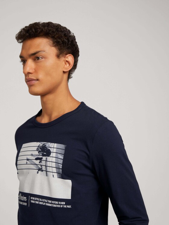 Print Langarmshirt mit nachhaltiger Baumwolle - Männer - Sky Captain Blue Print Langarmshirt mit nachhaltiger Baumwolle - Männer - Sky Captain Blue - 9 - TOM TAILOR Denim