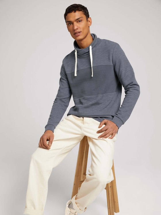 strukturierter Hoodie - Männer - blueish grey melange strukturierter Hoodie - Männer - blueish grey melange - 5 - TOM TAILOR Denim