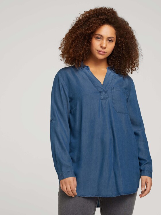 Plus - Bluse aus TENCEL™ Lyocell - Frauen - Blue Denim Plus - Bluse aus TENCEL™ Lyocell - Frauen - Blue Denim - 1 - My True Me