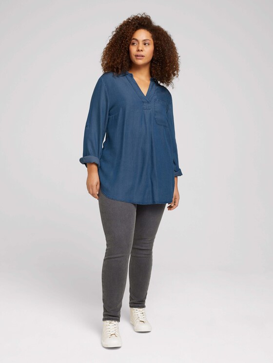 Plus - Bluse aus TENCEL™ Lyocell - Frauen - Blue Denim Plus - Bluse aus TENCEL™ Lyocell - Frauen - Blue Denim - 3 - My True Me