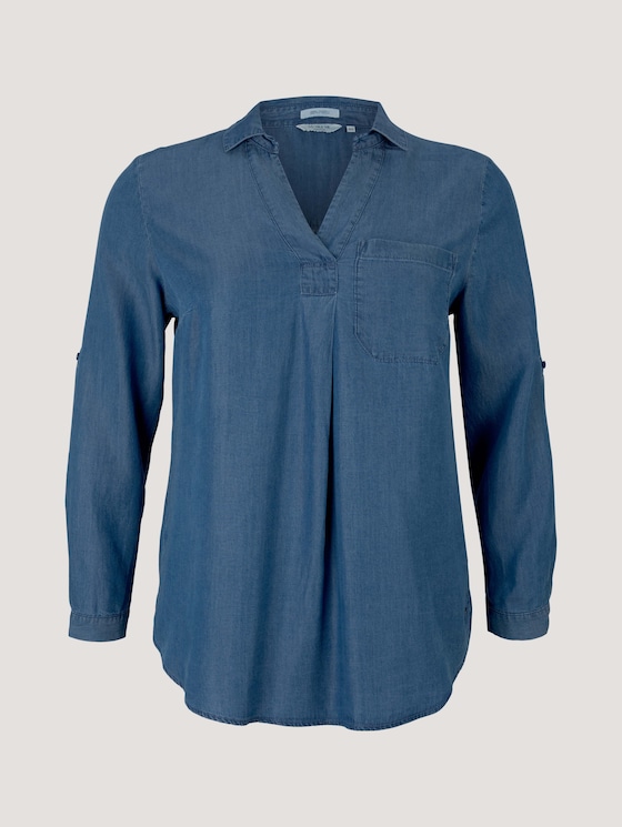 Plus - Bluse aus TENCEL™ Lyocell - Frauen - Blue Denim Plus - Bluse aus TENCEL™ Lyocell - Frauen - Blue Denim - 7 - My True Me
