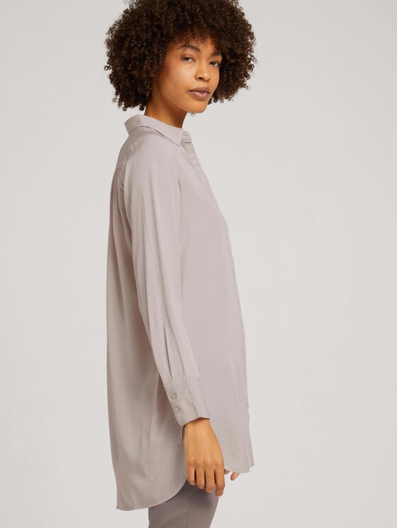 Lange Bluse mit verdeckter Knopfleiste - Frauen - cold beige Lange Bluse mit verdeckter Knopfleiste - Frauen - cold beige - 5 - Mine to five