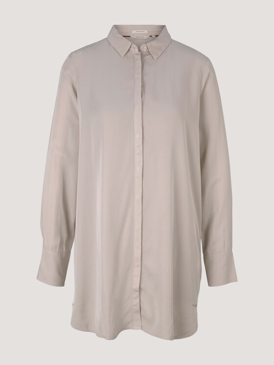 Lange Bluse mit verdeckter Knopfleiste - Frauen - cold beige Lange Bluse mit verdeckter Knopfleiste - Frauen - cold beige - 7 - Mine to five