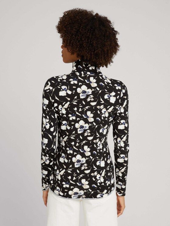 Rollkragenshirt mit Modal - Frauen - black beige flower design Rollkragenshirt mit Modal - Frauen - black beige flower design - 2 - Mine to five