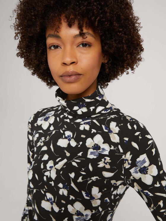 Rollkragenshirt mit Modal - Frauen - black beige flower design Rollkragenshirt mit Modal - Frauen - black beige flower design - 9 - Mine to five
