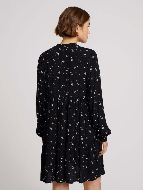 Midi Kleid mit Faltenlegung und Schleife - Frauen - black minimal print Midi Kleid mit Faltenlegung und Schleife - Frauen - black minimal print - 2 - TOM TAILOR Denim