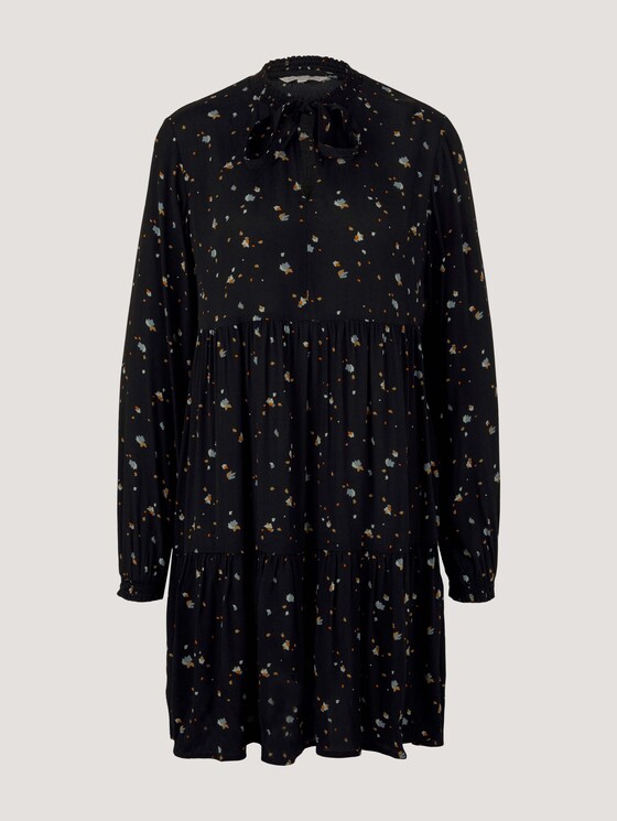Midi Kleid mit Faltenlegung und Schleife - Frauen - black minimal print Midi Kleid mit Faltenlegung und Schleife - Frauen - black minimal print - 7 - TOM TAILOR Denim