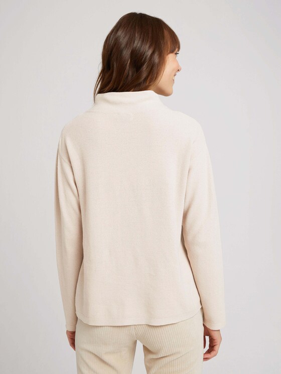 Kordelzug Pullover mit Bio-Baumwolle - Frauen - cold beige Kordelzug Pullover mit Bio-Baumwolle - Frauen - cold beige - 2 - TOM TAILOR