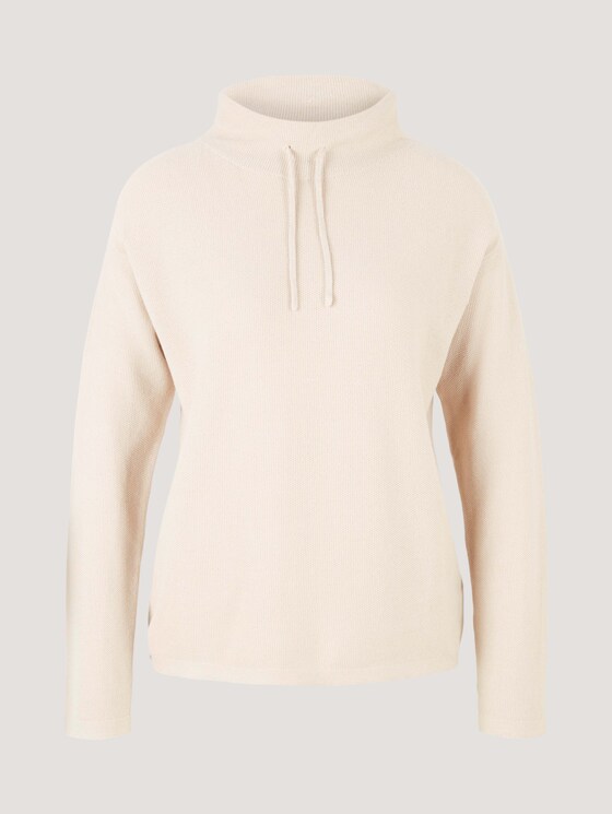 Kordelzug Pullover mit Bio-Baumwolle - Frauen - cold beige Kordelzug Pullover mit Bio-Baumwolle - Frauen - cold beige - 7 - TOM TAILOR