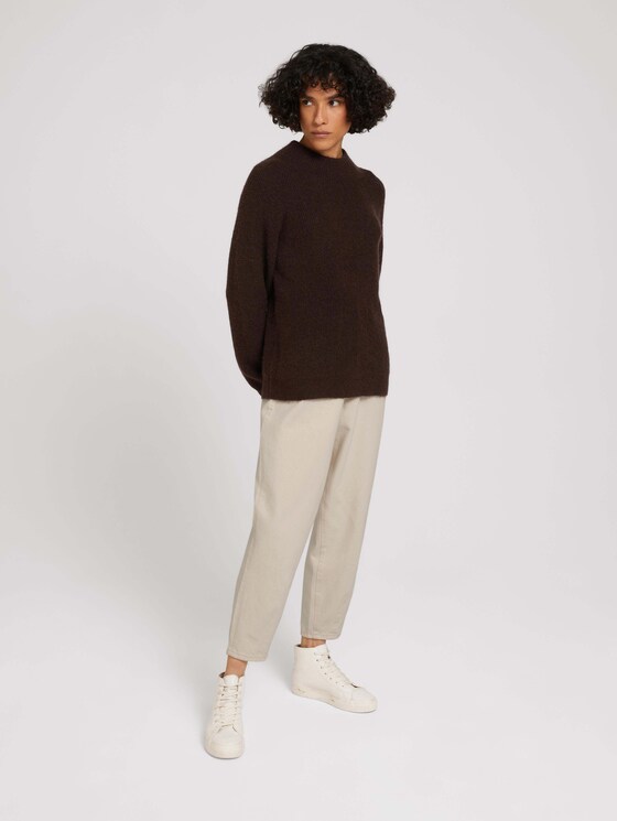 Stehkragen Pullover mit Raglanärmeln - Frauen - java dark brown melange Stehkragen Pullover mit Raglanärmeln - Frauen - java dark brown melange - 3 - TOM TAILOR