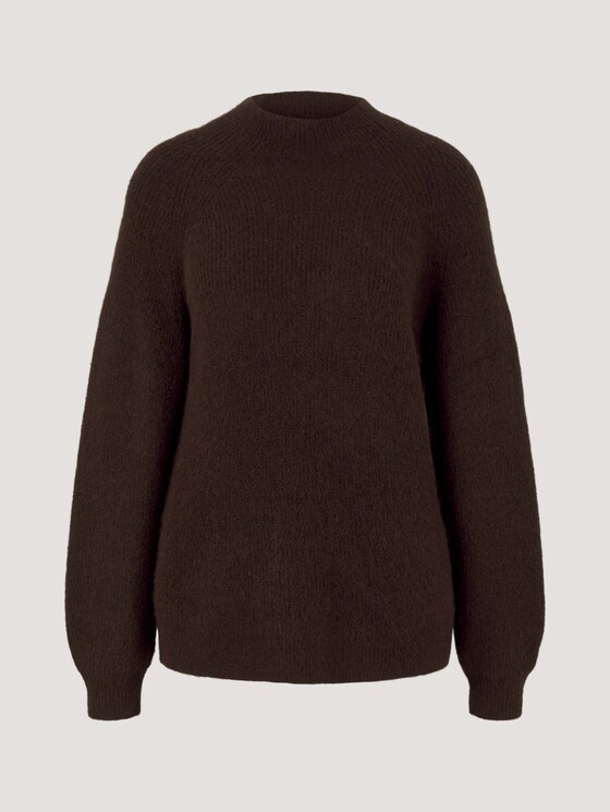 Stehkragen Pullover mit Raglanärmeln - Frauen - java dark brown melange Stehkragen Pullover mit Raglanärmeln - Frauen - java dark brown melange - 7 - TOM TAILOR