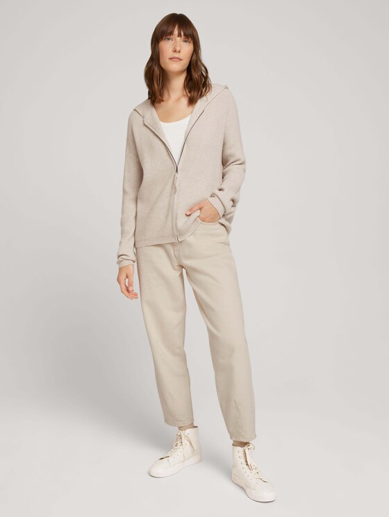 Strickjacke mit Kapuze - Frauen - cold beige melange Strickjacke mit Kapuze - Frauen - cold beige melange - 3 - TOM TAILOR