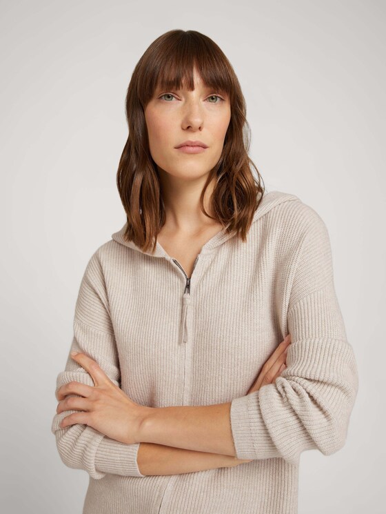 Strickjacke mit Kapuze - Frauen - cold beige melange Strickjacke mit Kapuze - Frauen - cold beige melange - 9 - TOM TAILOR