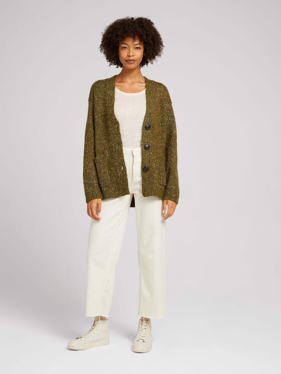 Melierter Cardigan mit recyceltem Polyester - Frauen - khaki olive melange Melierter Cardigan mit recyceltem Polyester - Frauen - khaki olive melange - 3 - TOM TAILOR
