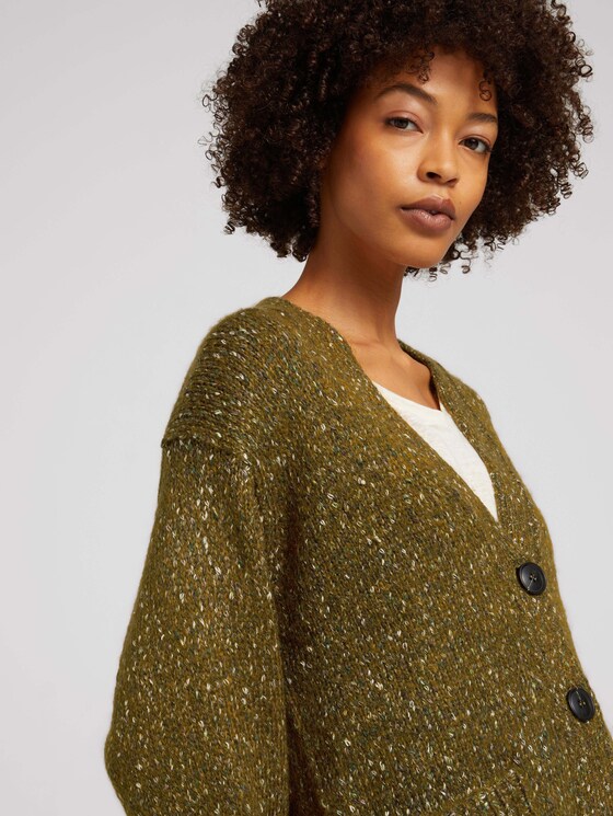 Melierter Cardigan mit recyceltem Polyester - Frauen - khaki olive melange Melierter Cardigan mit recyceltem Polyester - Frauen - khaki olive melange - 9 - TOM TAILOR