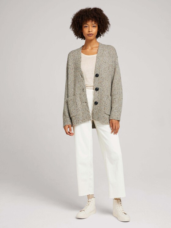Melierter Cardigan mit recyceltem Polyester - Frauen - cold beige melange Melierter Cardigan mit recyceltem Polyester - Frauen - cold beige melange - 3 - TOM TAILOR