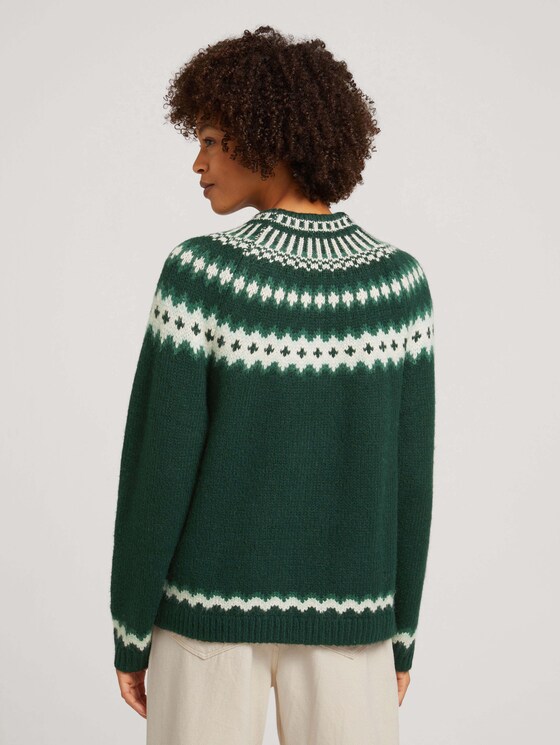 Gemusterter Strickpullover - Frauen - dark pine green melange Gemusterter Strickpullover - Frauen - dark pine green melange - 2 - TOM TAILOR