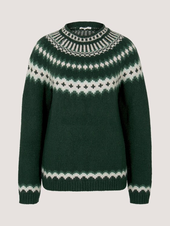 Gemusterter Strickpullover - Frauen - dark pine green melange Gemusterter Strickpullover - Frauen - dark pine green melange - 7 - TOM TAILOR